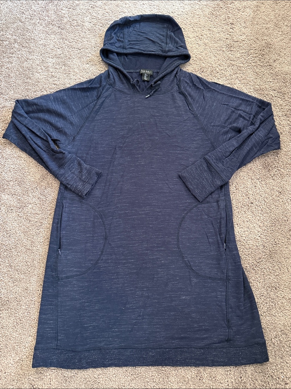 Nicole Miller Navy Hooded Longline Tunic
